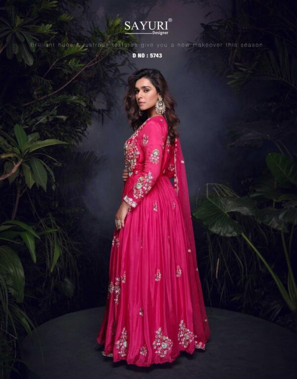 Elegant Hand-Embroidered Chinon Silk Anarkali Suit – Grace in Pink - Image 4